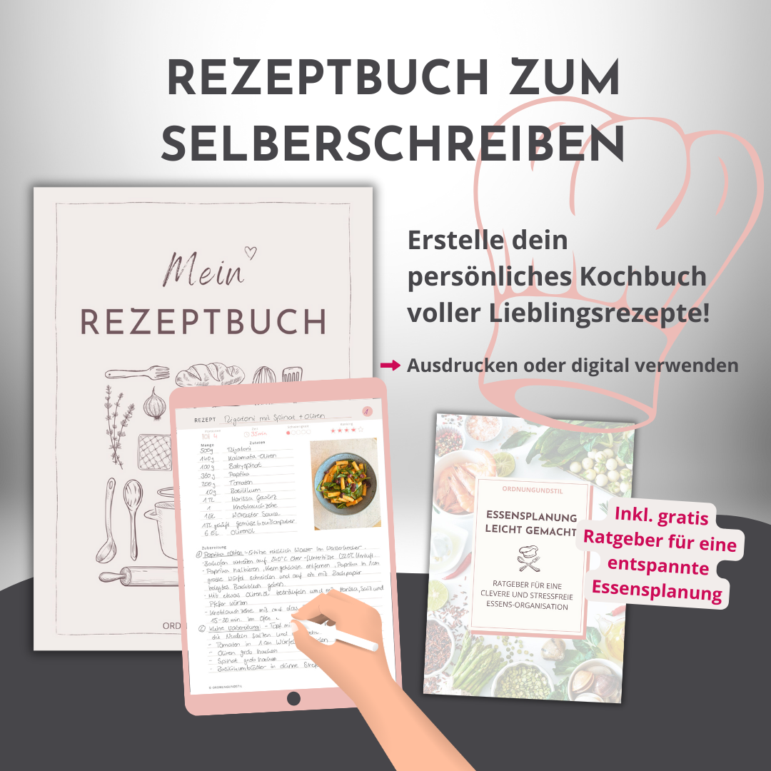 Rezeptbuch zum Selberschreiben inklusive gratis Ratgeber - Produktbild
