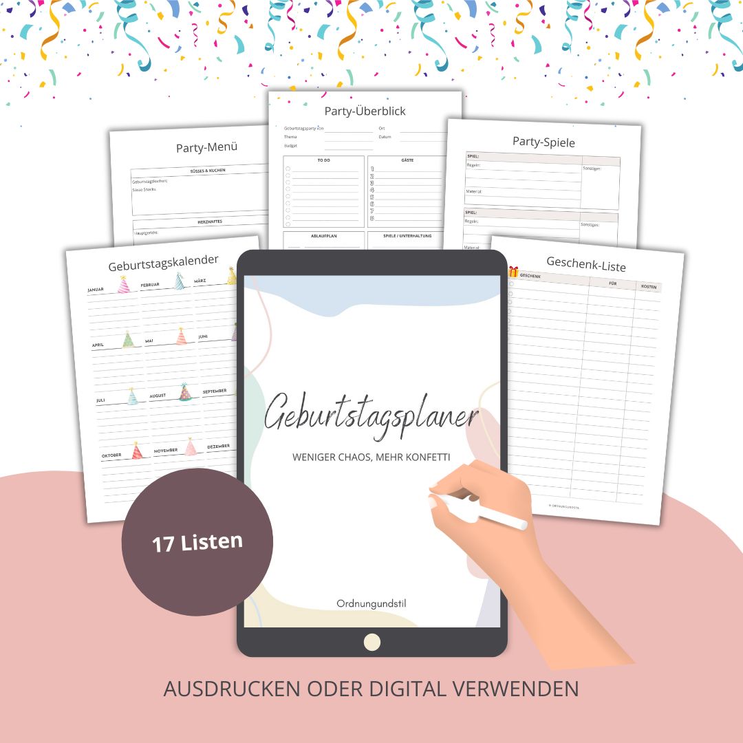 Geburtstagsplaner zum ausdrucken oder digital verwenden Geburtstagsplaner zum Ausdrucken oder digital verwenden
